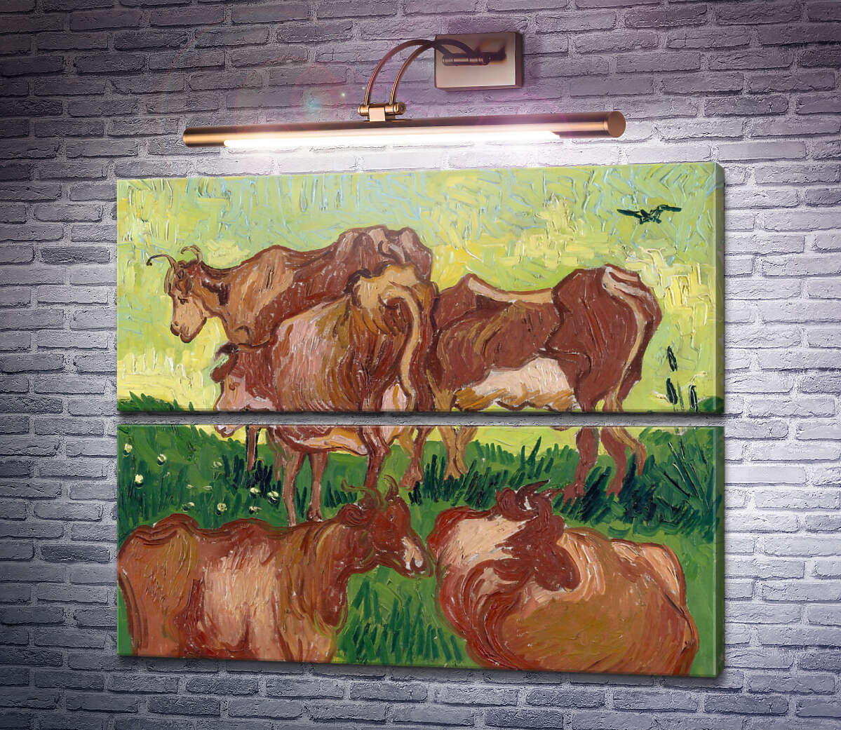 Модульна картина Корови, по роботі Жордена (Cows (after Jorsaens)), 1890 (Модуль №7) Вінсент Ван Гог