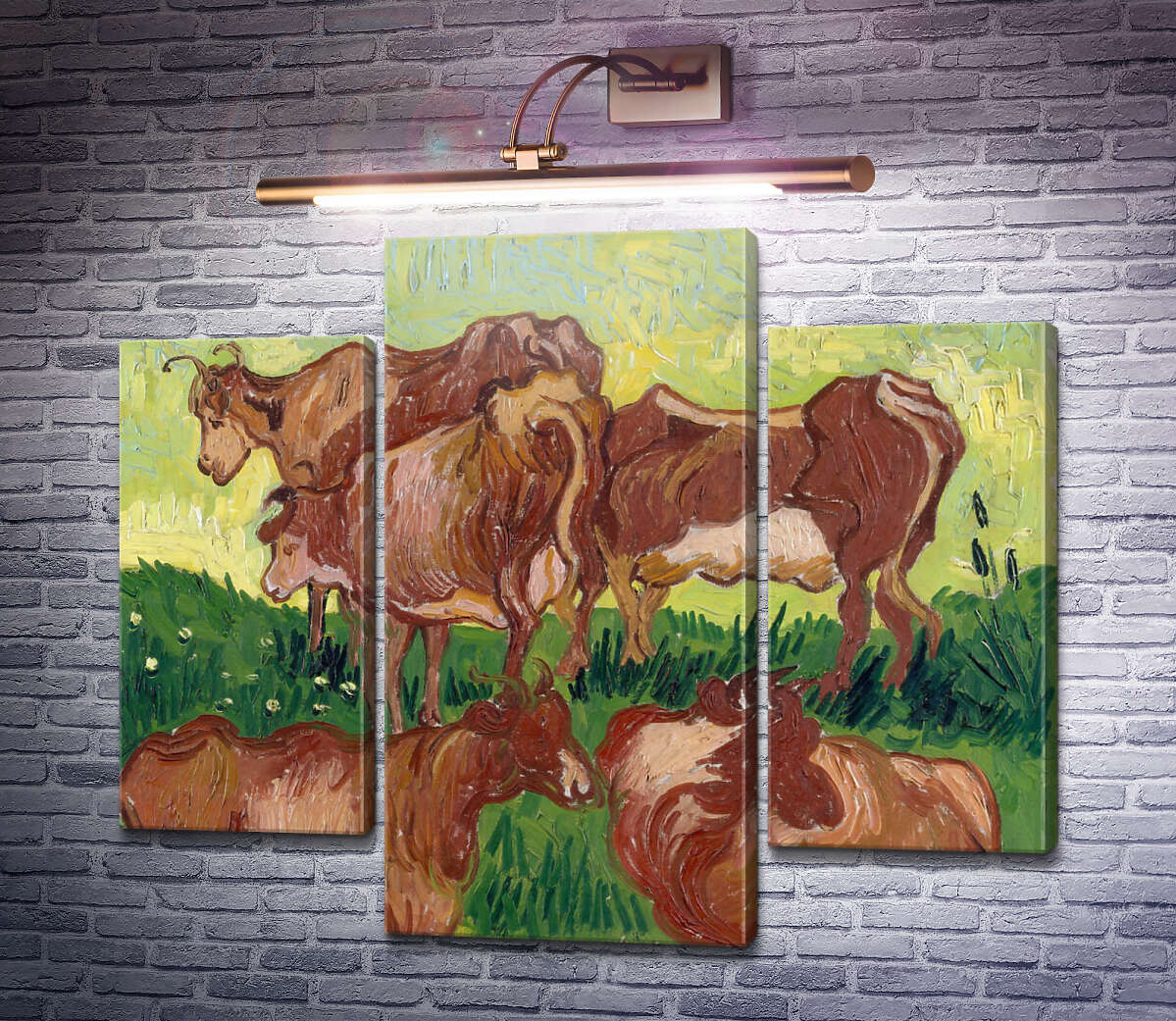 Модульна картина Корови, по роботі Жордена (Cows (after Jorsaens)), 1890 (Модуль №10) Вінсент Ван Гог