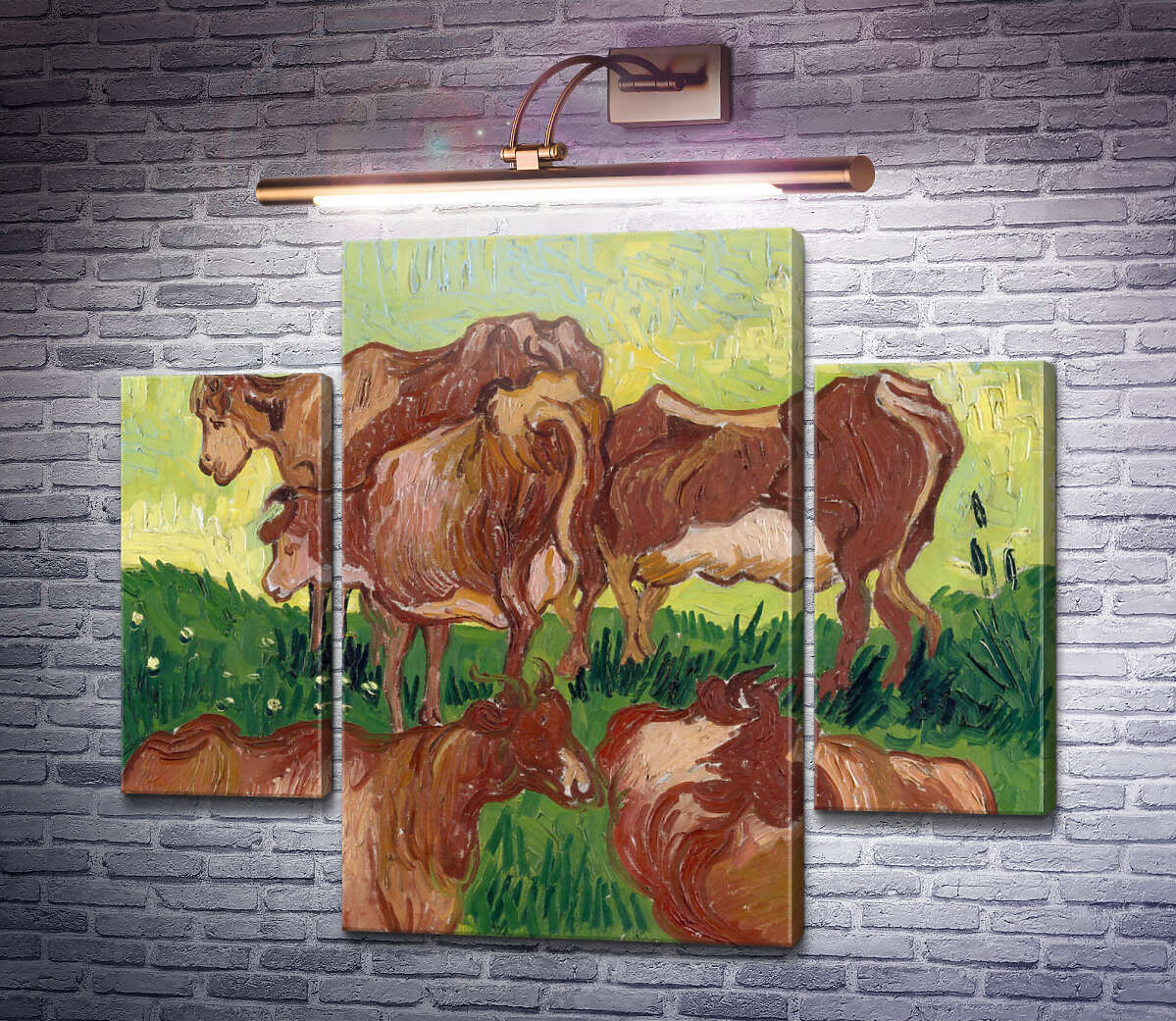 Модульная картина Коровы, по работе Жордэна (Cows (after Jorsaens)), 1890 (Модуль №5) Винсент Ван Гог