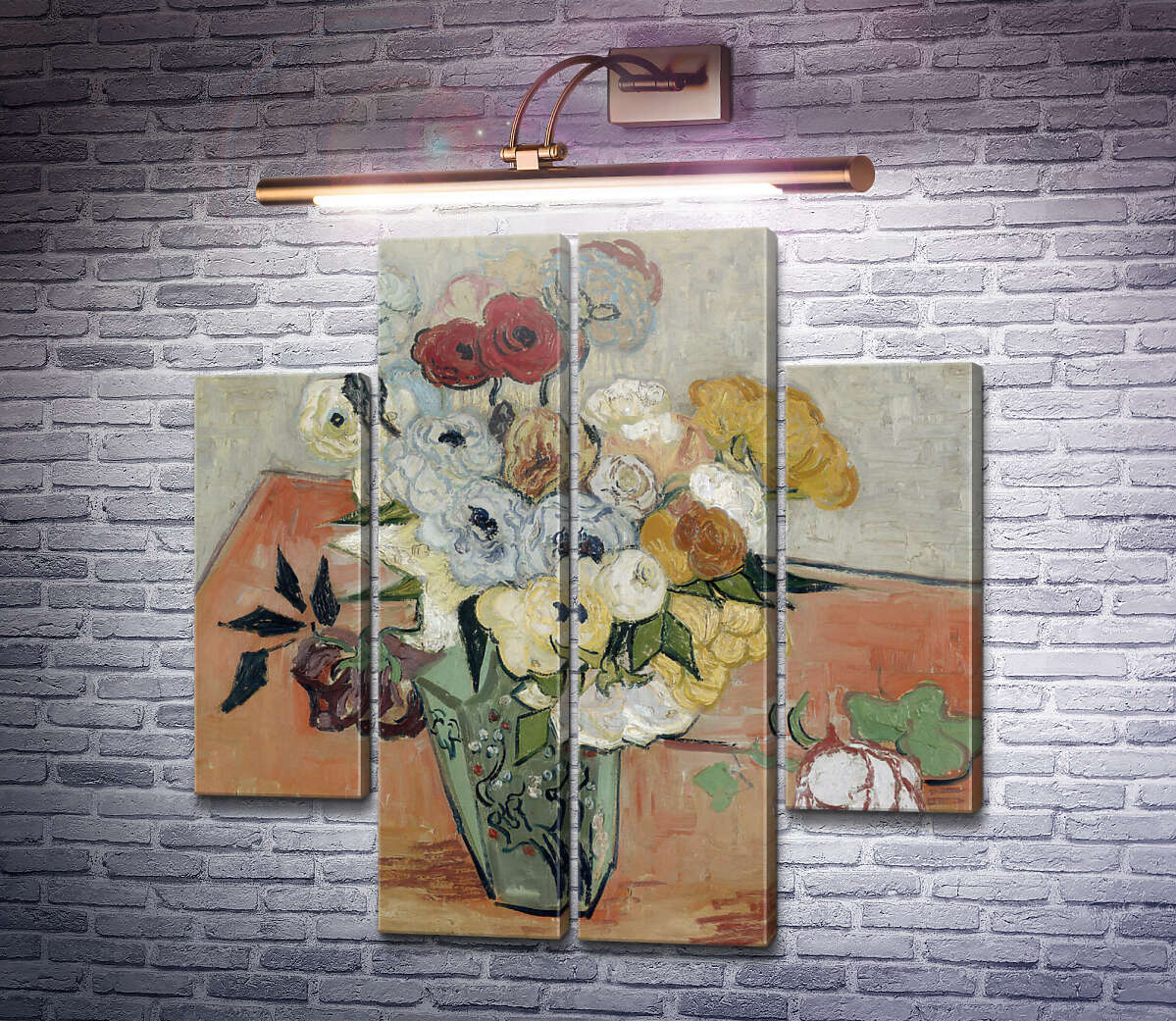 Модульна картина Натюрморт: японська ваза з трояндами і анемонами (Still Life - Japanese Vase with Roses and Anemones), 1890. (Модуль №20) Вінсент Ван Гог Модульна картина Натюрморт: японська ваза з трояндами і анемонами (Still Life - Japanese Vase with Roses and Anemones), 1890. (Модуль №20) Вінсент Ван Гог