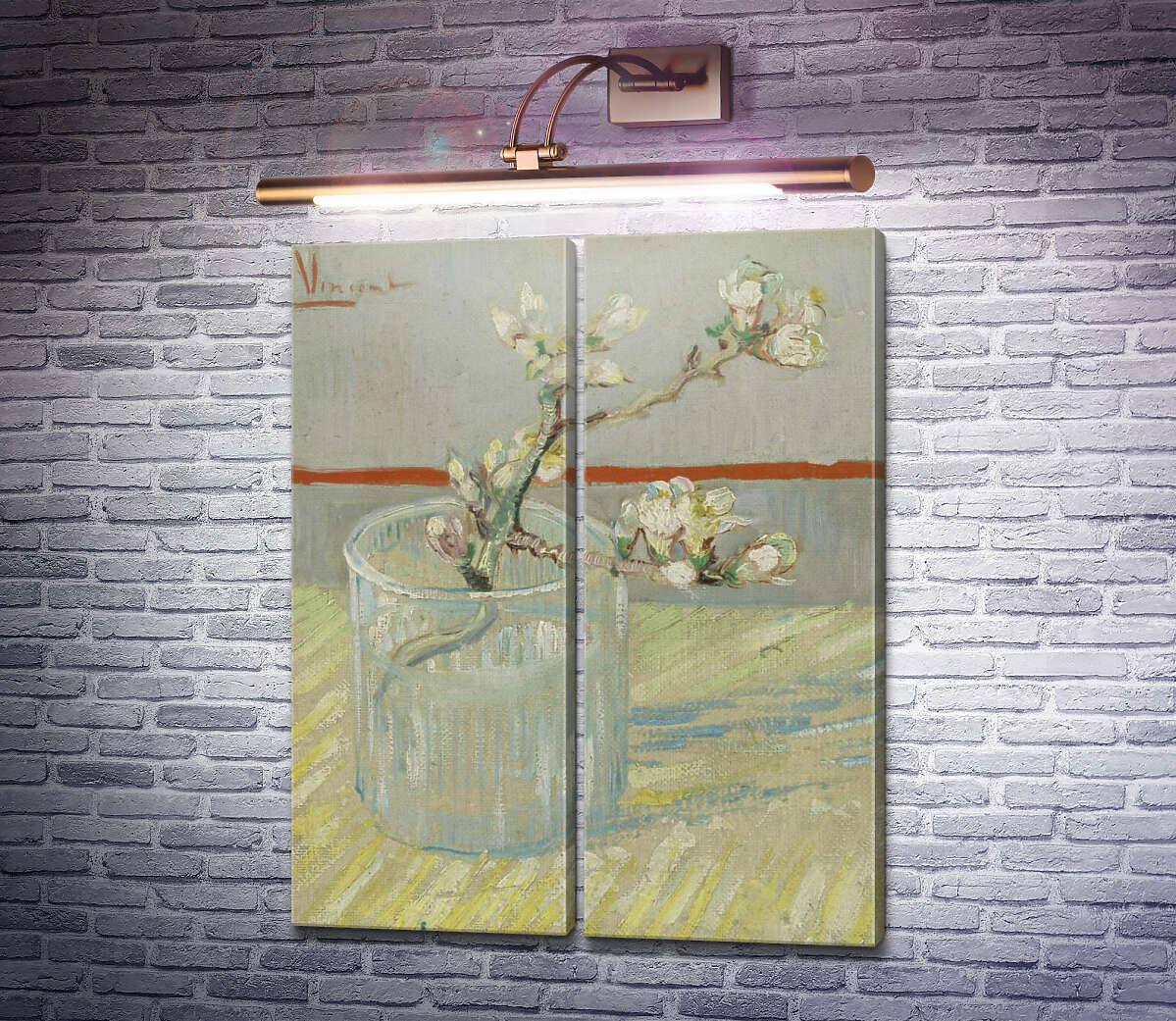 Модульна картина Квітуча гілка мигдалю в склянці (Blossoming Almond Branch in a Glass), 1888 Вінсент Ван Гог
