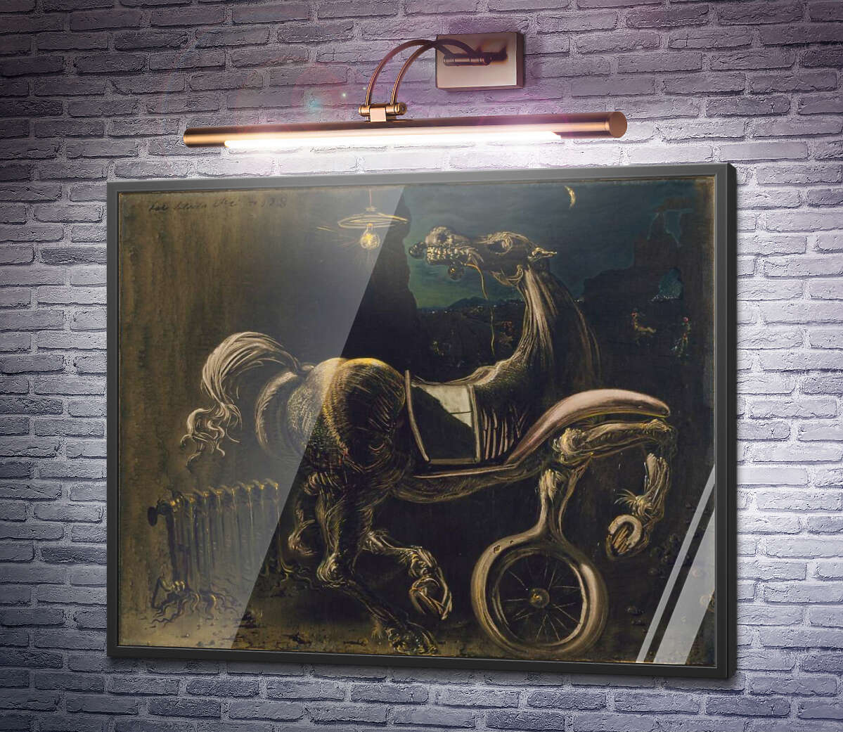Постер Уламки автомобіля, що дає народження сліпому коню, що кусає телефон Сальвадор Далі