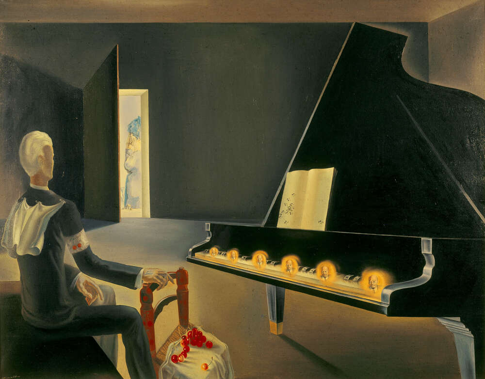 репродукция картина-постер  Частичная галлюцинация (6 явлений Ленина на фортепиано) Сальвадор Дали