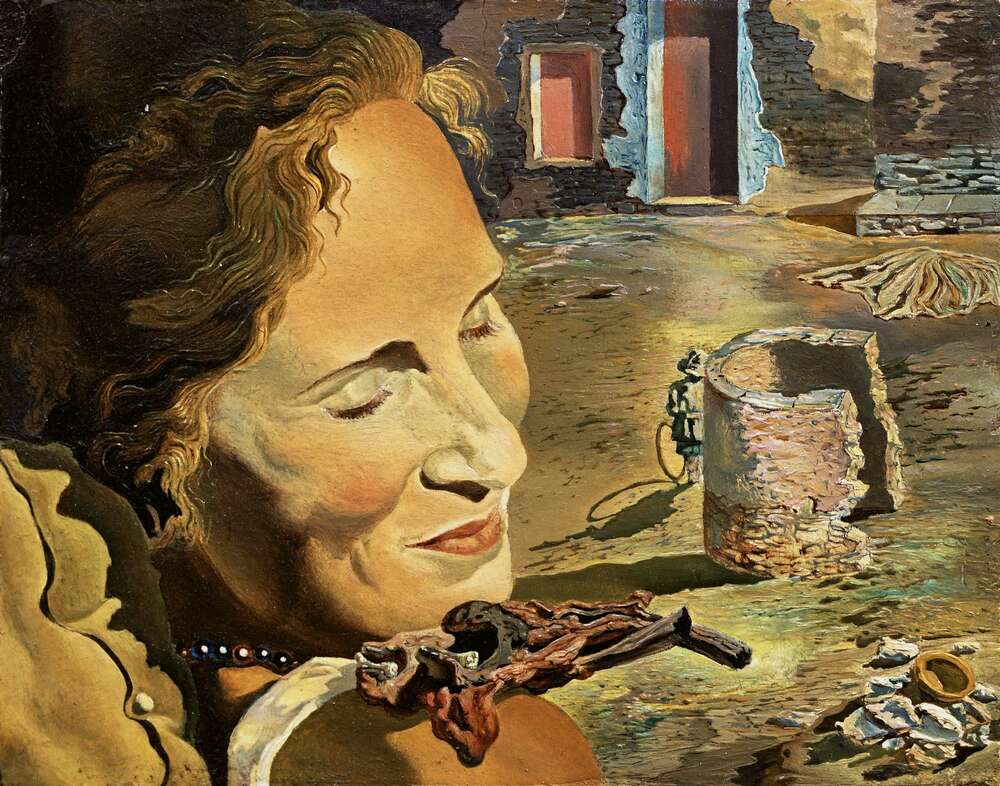 репродукція картина-постер  Портрет Гали з двома реберцями ягняти, що балансують на її плечі Сальвадор Далі