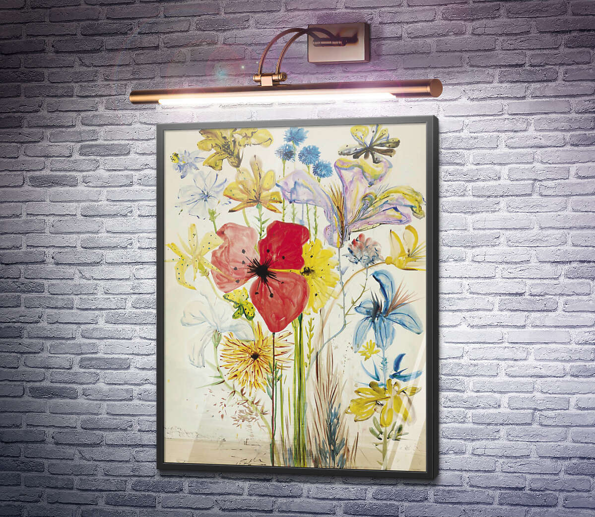 Постер Літні квіти в сюрреалістичному пейзажі Сальвадор Далі