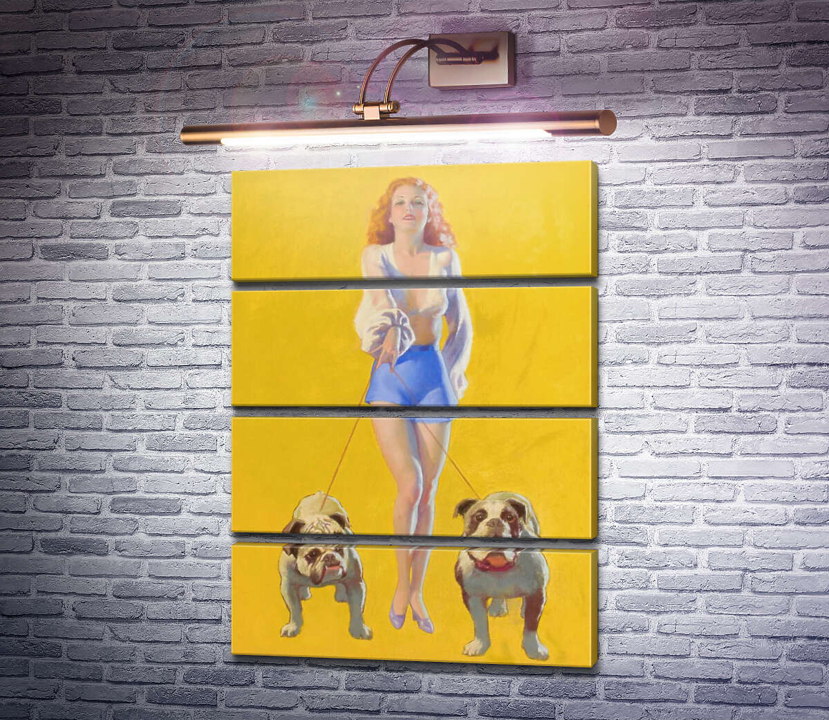 Модульная картина Девушка с бульдогами (Модуль №22) Эрл Моран