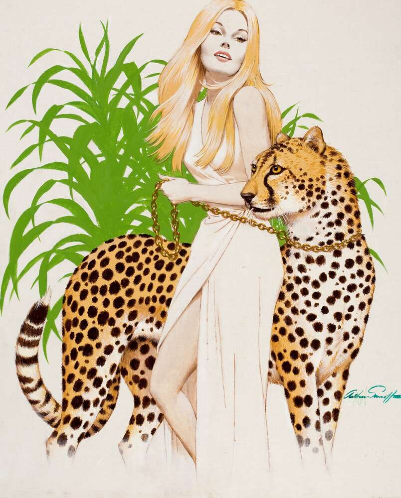репродукція картина-постер  Красуня з гепардом Артур Сарнофф