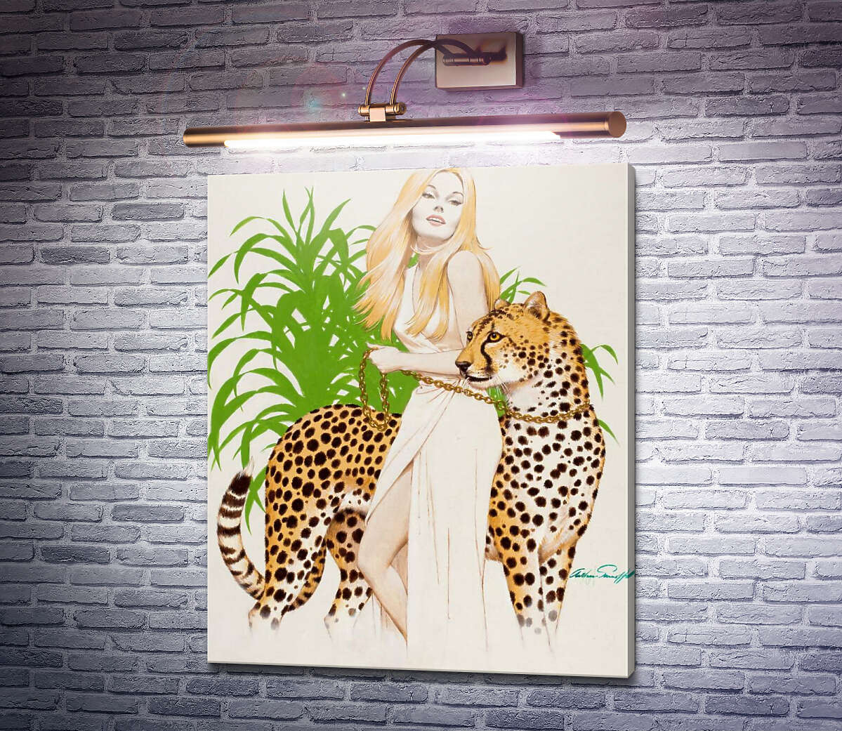 Картина Красуня з гепардом Артур Сарнофф