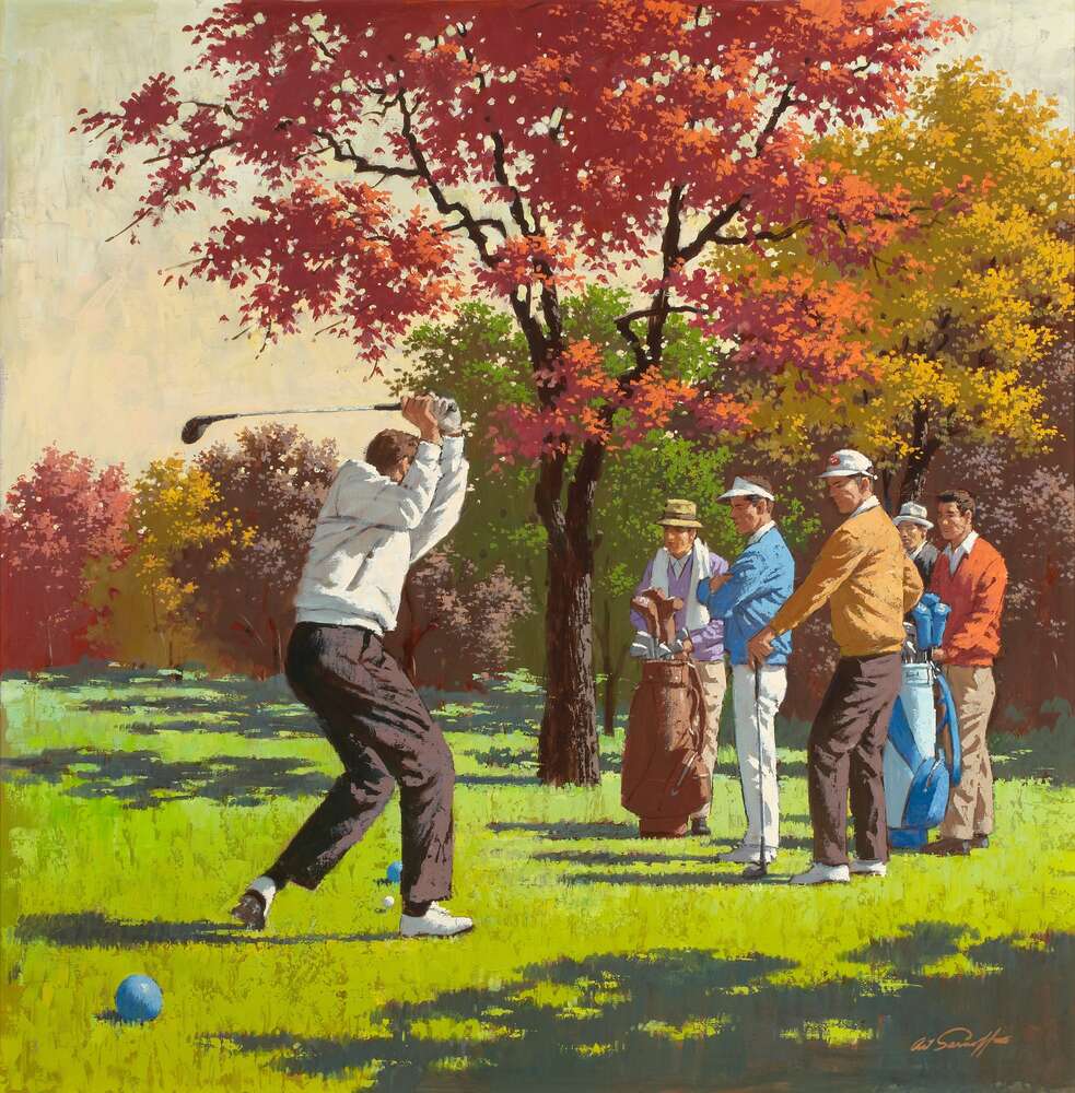 репродукція картина-постер  Гра в гольф, осінь Артур Сарнофф