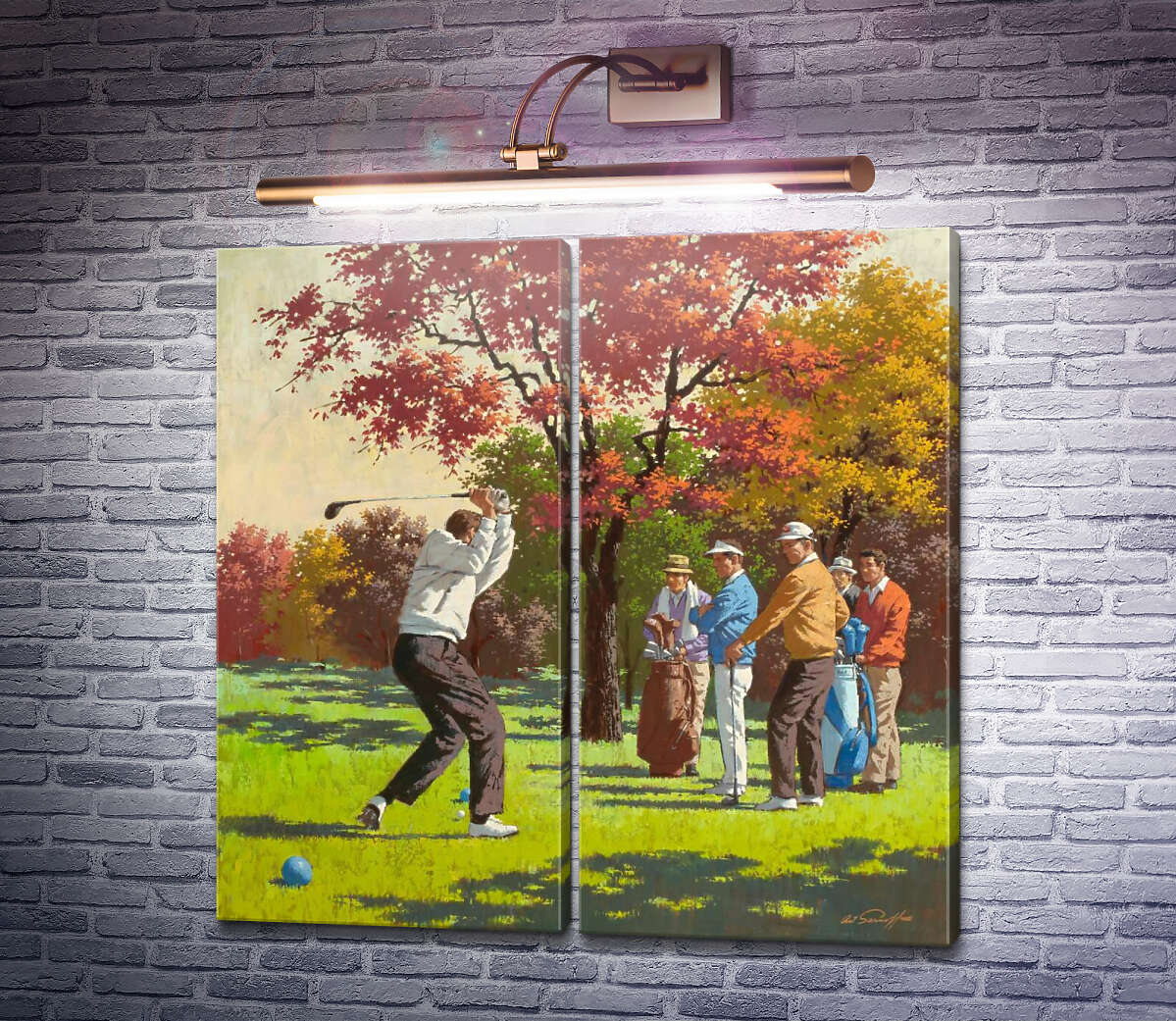 Модульна картина Гра в гольф, осінь Артур Сарнофф