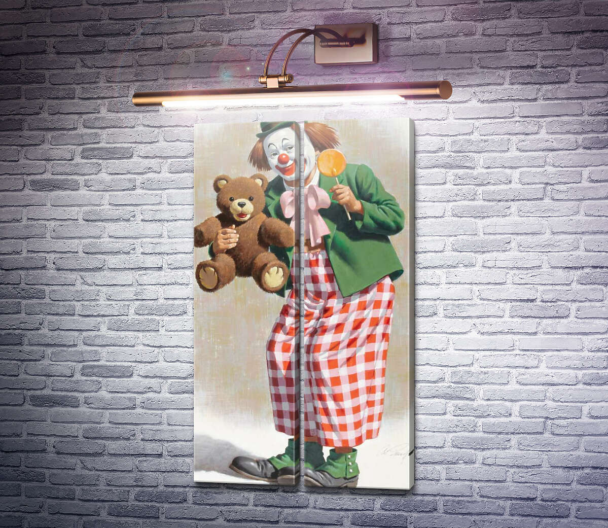 Модульна картина Клоун з ведмежам Тедді Артур Сарнофф