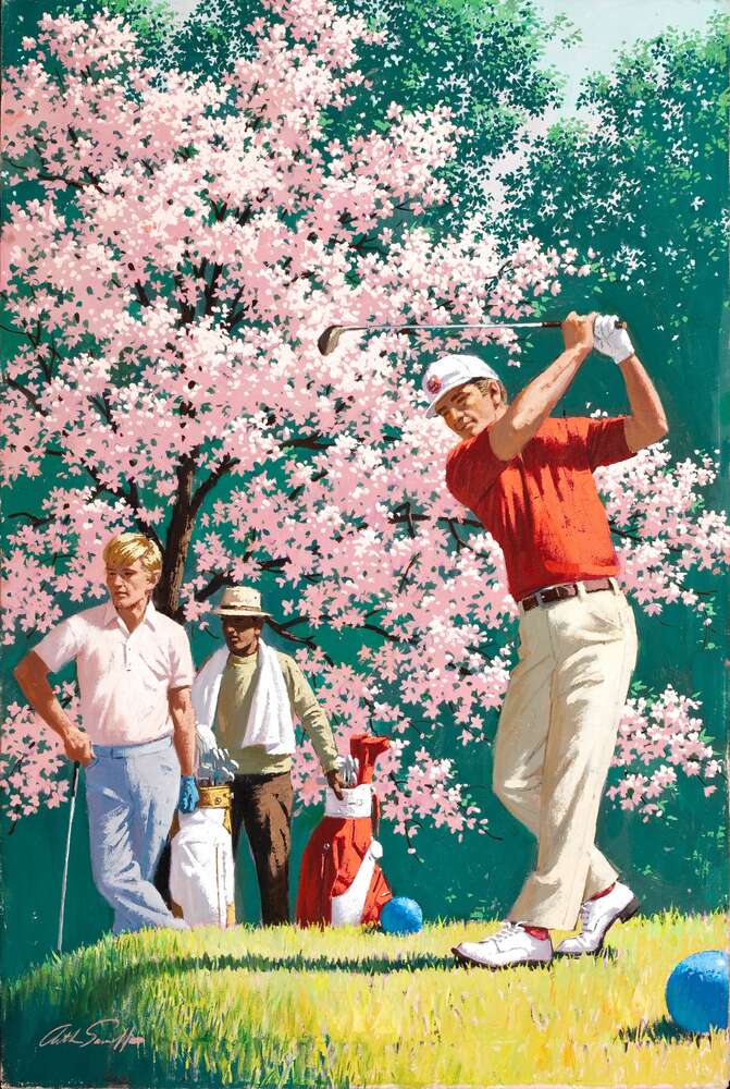 репродукция картина-постер  Поле для гольфа, весна Артур Сарнофф
