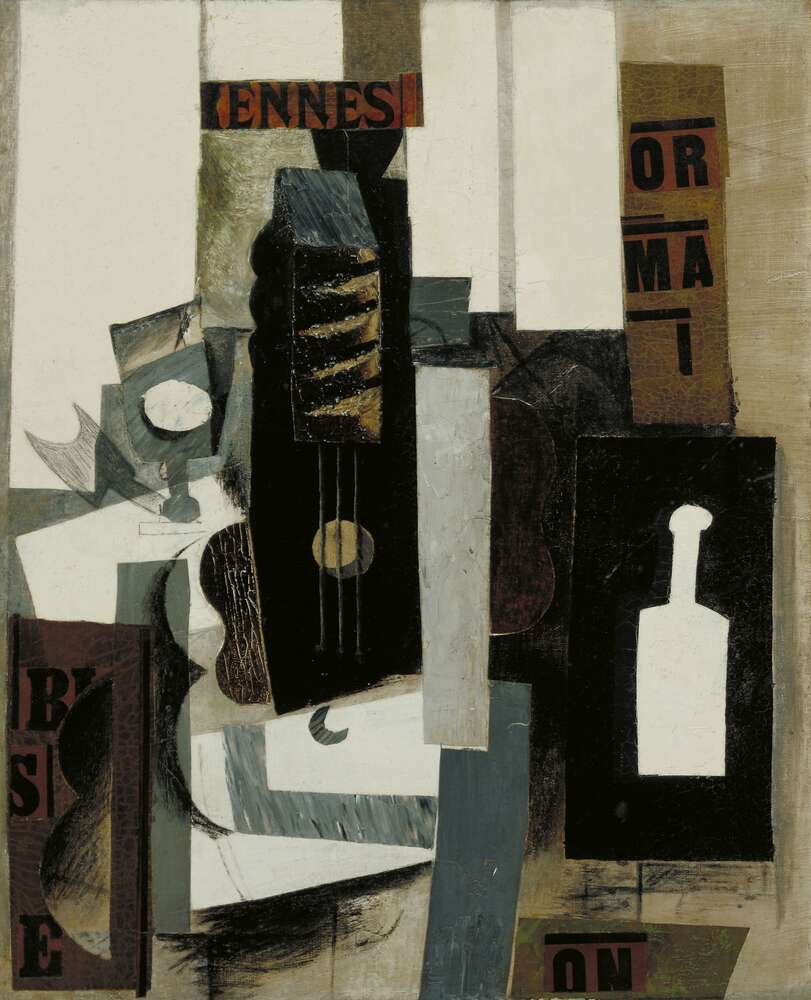 репродукція картина-постер  Гітара, фужер і пляшка Пабло Пікассо