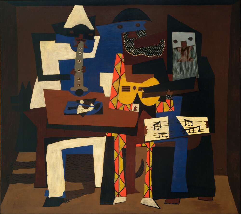 репродукция картина-постер  Три музыканта Пабло Пикассо