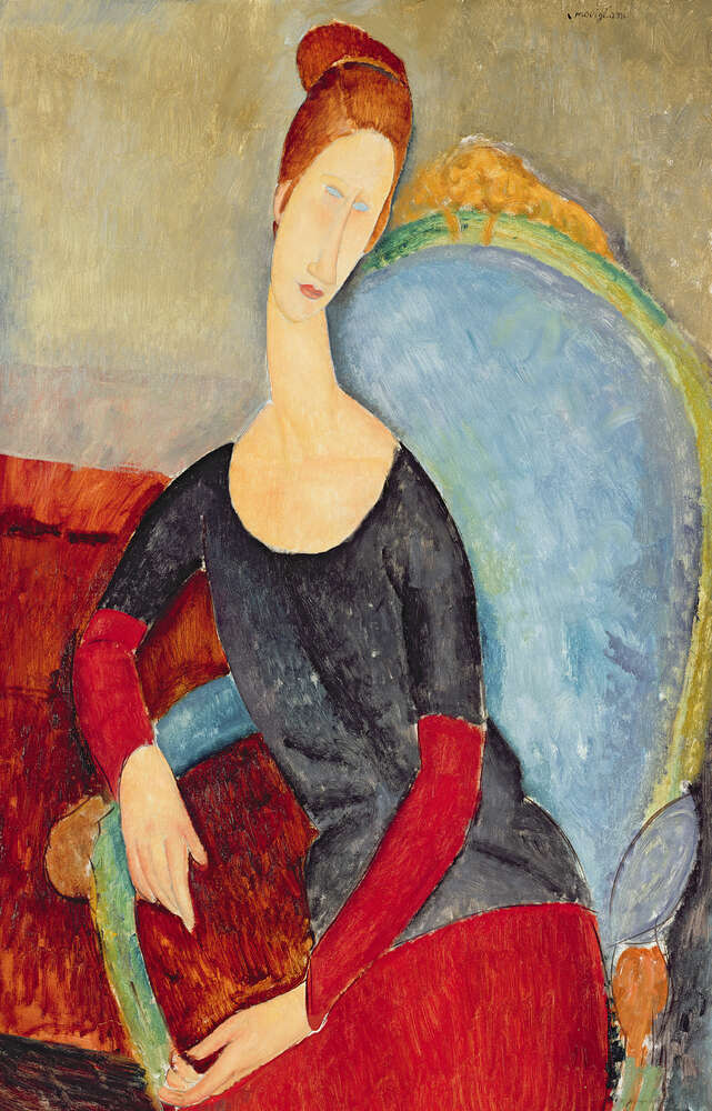 репродукція картина-постер  Жанна Ебютерн в блакитному кріслі Амедео Модільяні