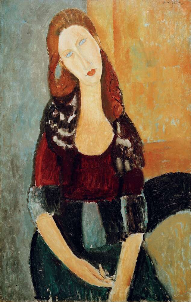 репродукція картина-постер  Жанна Ебютерн, що сидить на стільці Амедео Модільяні