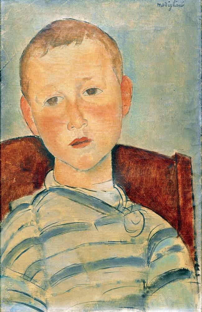 репродукция картина-постер  Мальчик в полосатом свитере Амедео Модильяни
