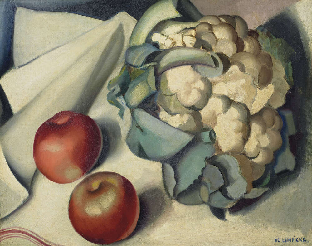 репродукція картина-постер  Натюрморт з кольоровою капустою і яблуками Тамара Лемпіцька