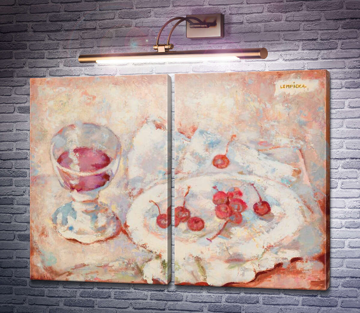 Модульная картина Натюрморт со стаканом и вишней Тамара Лемпицка