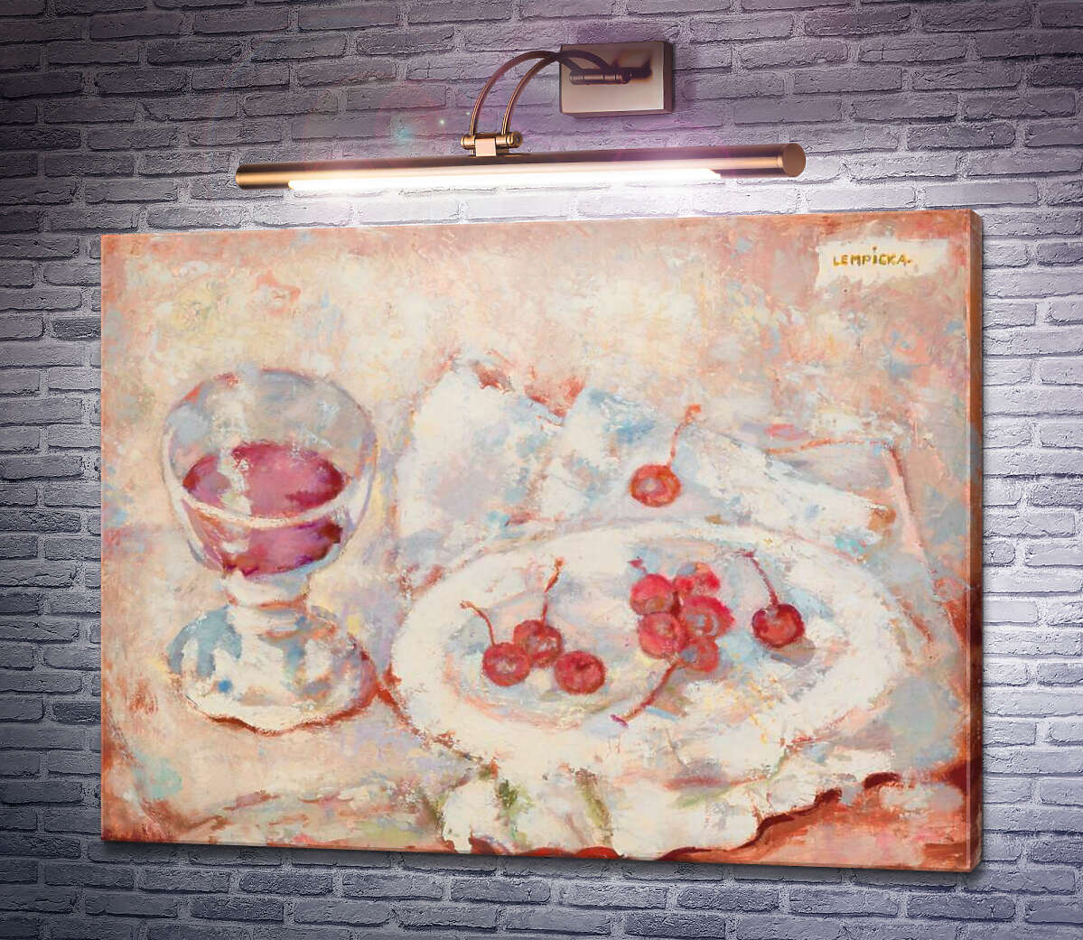 Картина Натюрморт зі склянкою і вишнею Тамара Лемпіцька