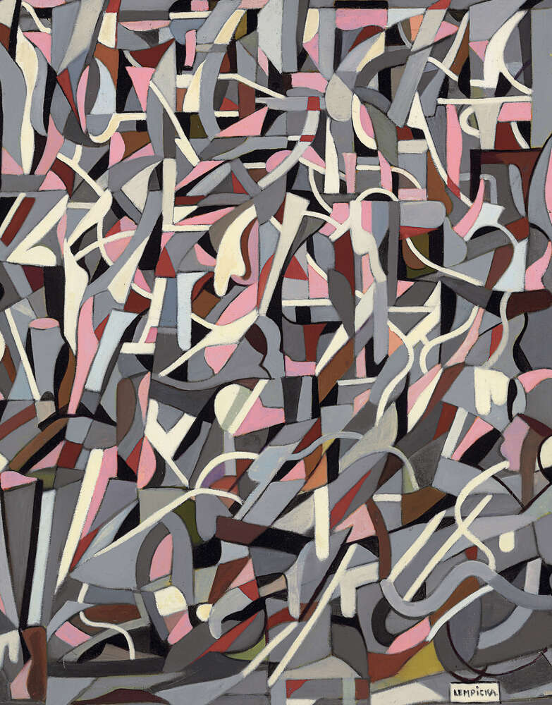 репродукция картина-постер  Абстрактная композиция в сером и розовом Тамара Лемпицка