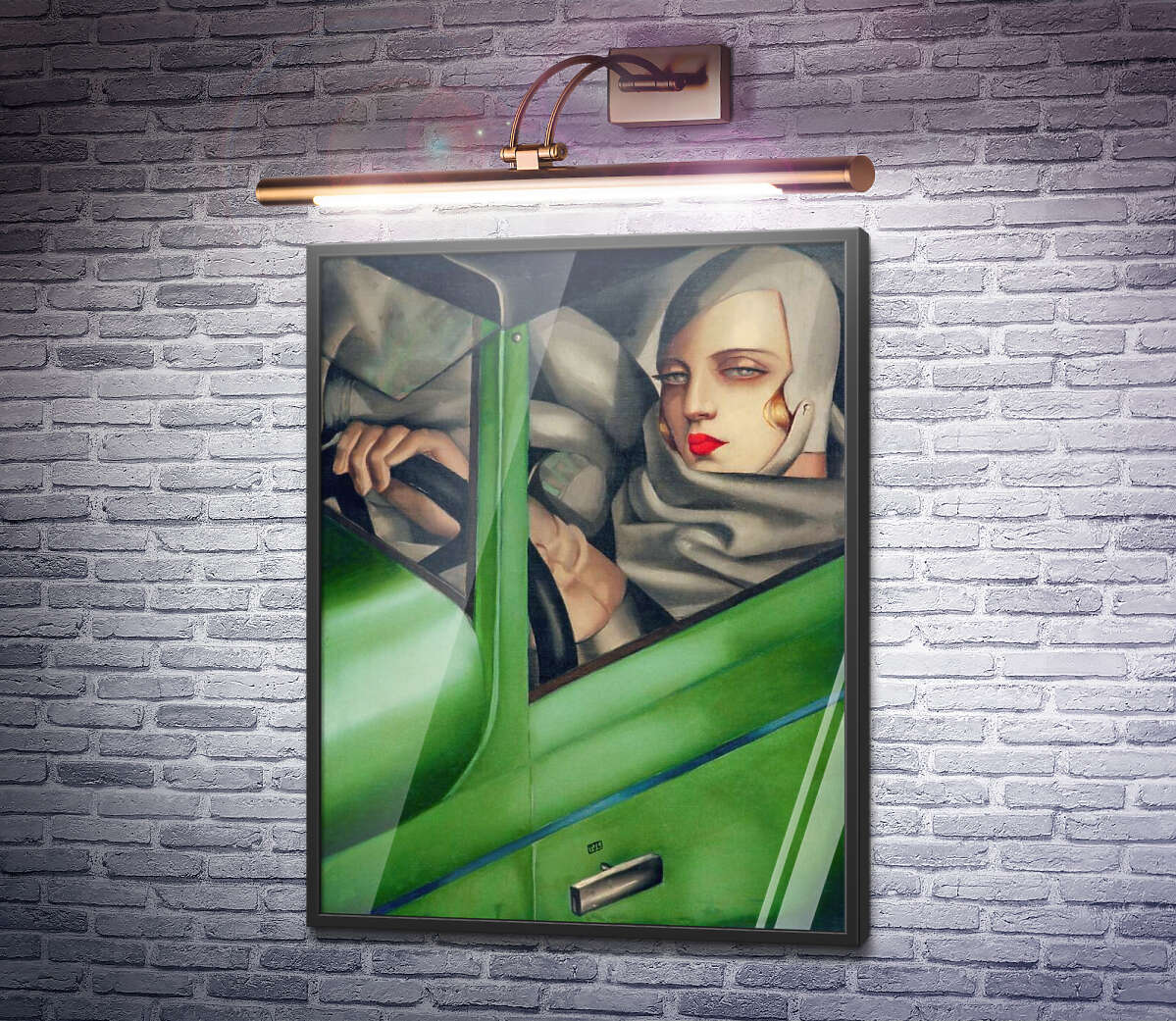 Постер Автопортрет в зеленому бугатті Тамара Лемпіцька