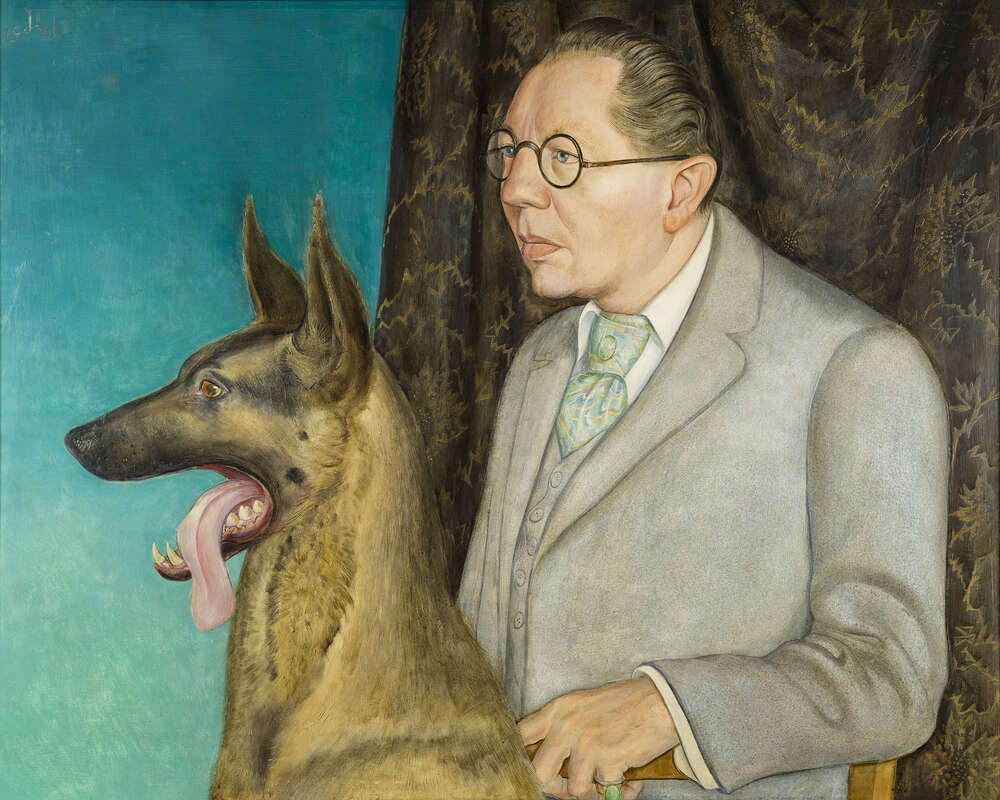 репродукция картина-постер  Хуго Эрфурт со своей собакой Дикс Отто
