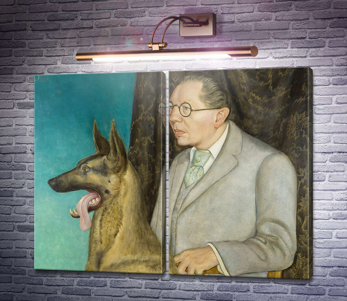 Модульна картина Хуго Ерфурт зі своїм собакою Дікс Отто