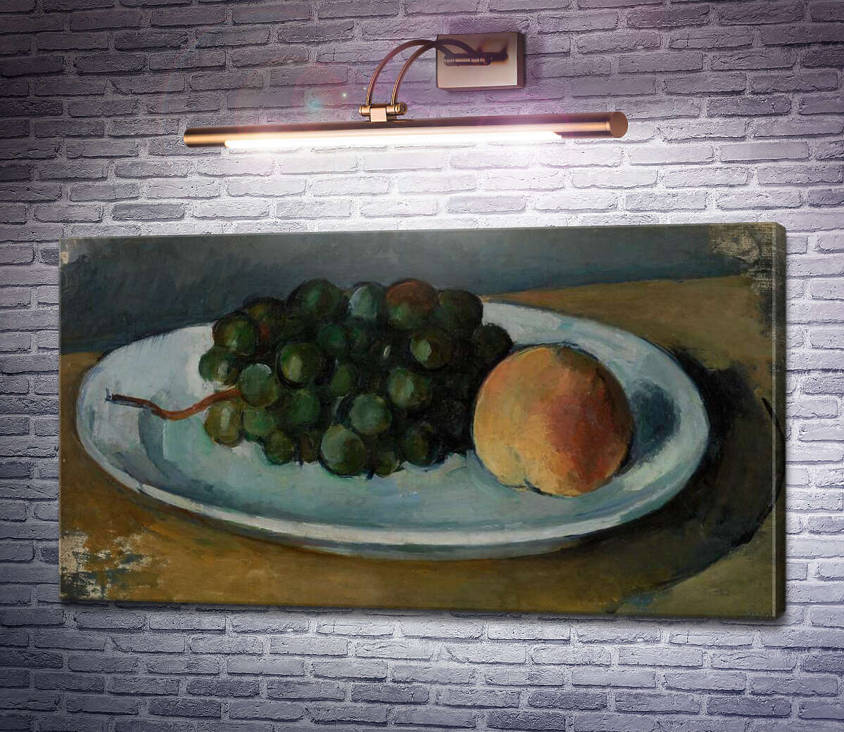 Картина Виноград і персик на тарілці Поль Сезанн