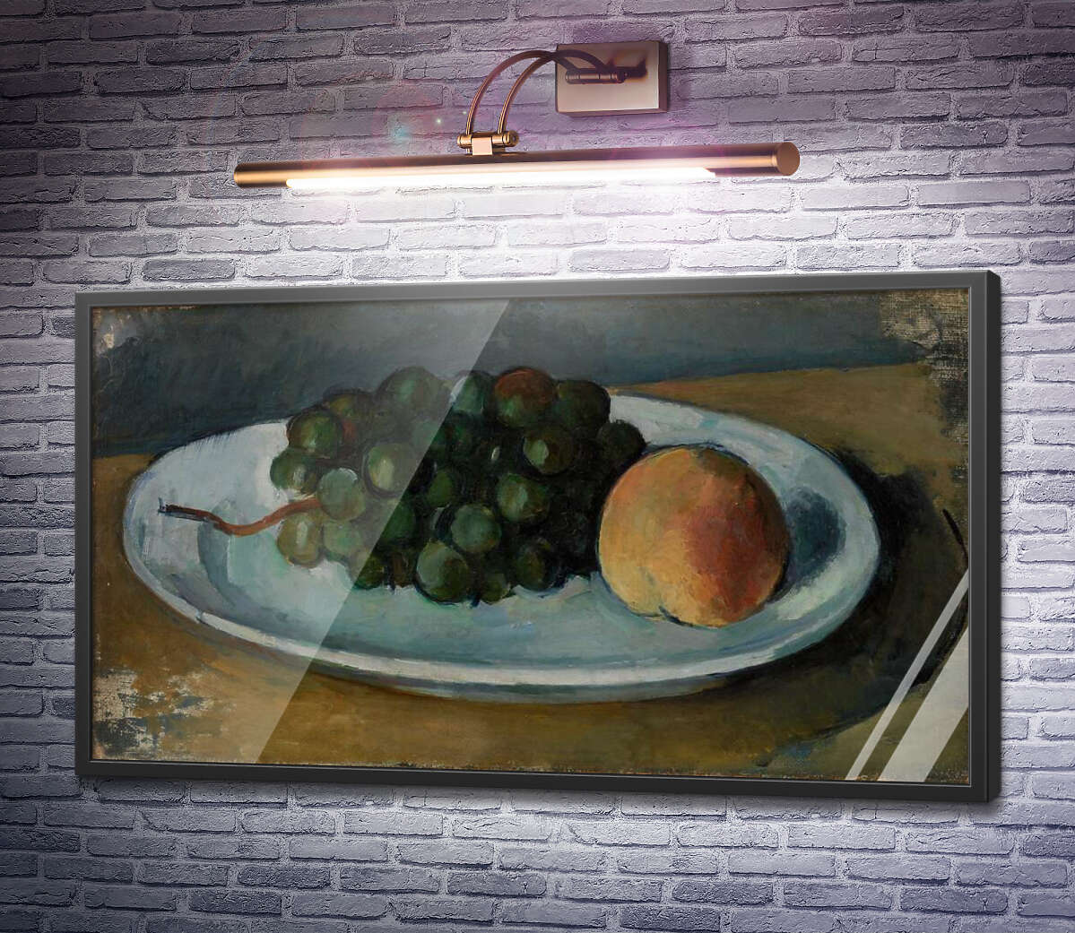 Постер Виноград і персик на тарілці Поль Сезанн