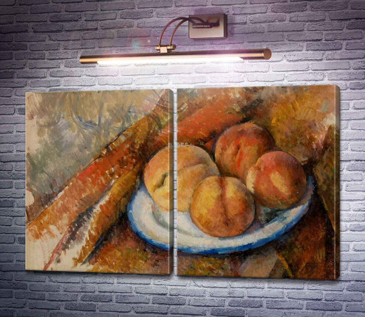 Модульна картина Чотири персика на тарілці Поль Сезанн