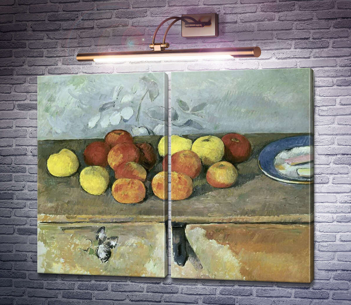 Модульная картина Яблоки и печенье Поль Сезанн