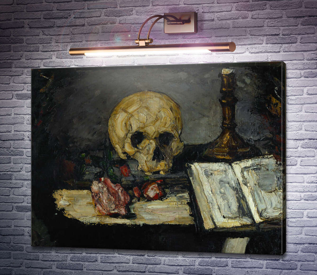 Картина Натюрморт з черепом і свічником Поль Сезанн