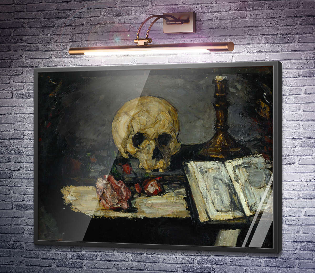 Постер Натюрморт з черепом і свічником Поль Сезанн