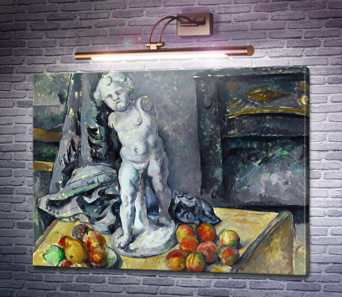 Картина Натюрморт з фруктами і статуеткою Поль Сезанн