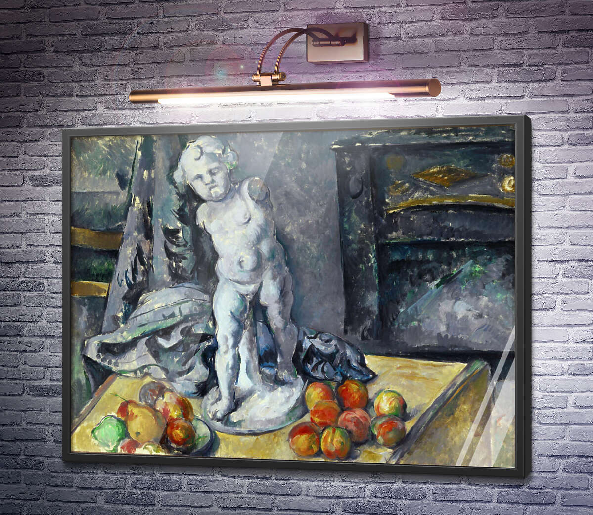 Постер Натюрморт з фруктами і статуеткою Поль Сезанн