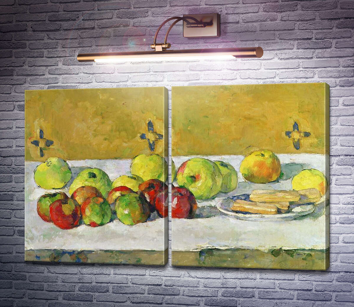 Модульна картина Яблука і бісквіти Поль Сезанн