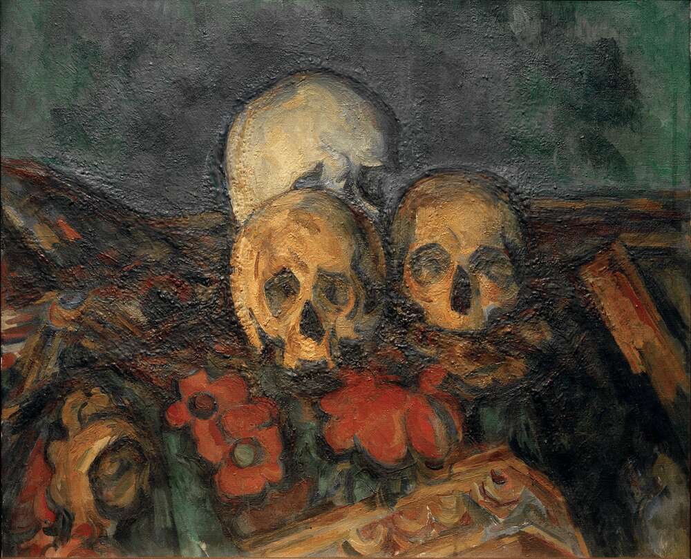репродукція картина-постер  Три черепи на східній скатертини Поль Сезанн
