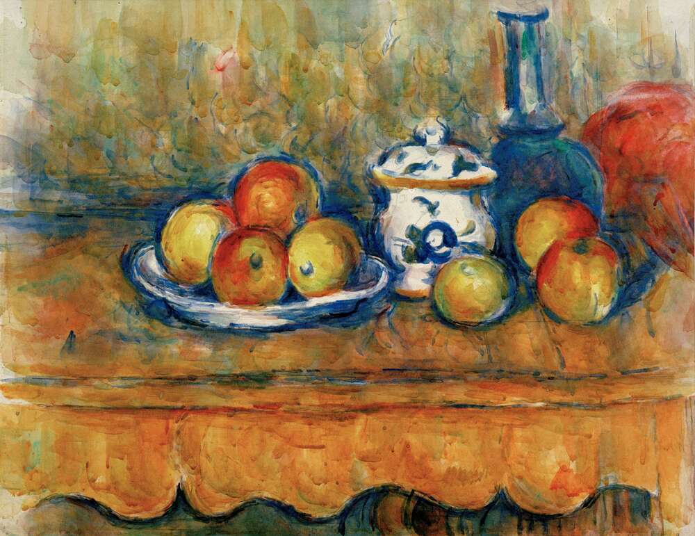 репродукція картина-постер  Натюрморт з яблуками, графіном і цукорницею Поль Сезанн
