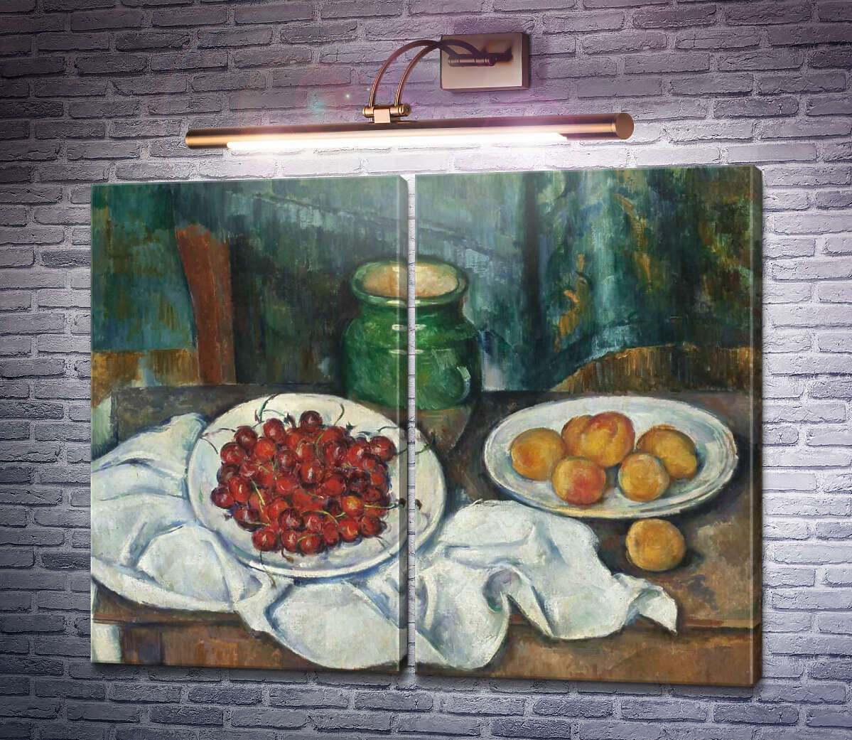 Модульна картина Натюрморт з вишнями і персиками Поль Сезанн