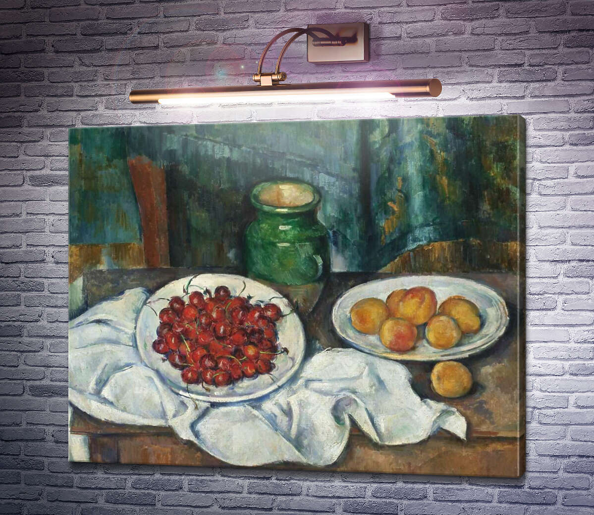 Картина Натюрморт з вишнями і персиками Поль Сезанн