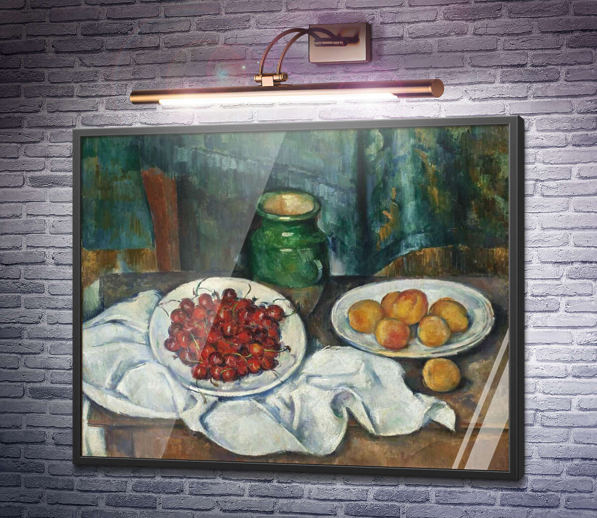 Постер Натюрморт з вишнями і персиками Поль Сезанн