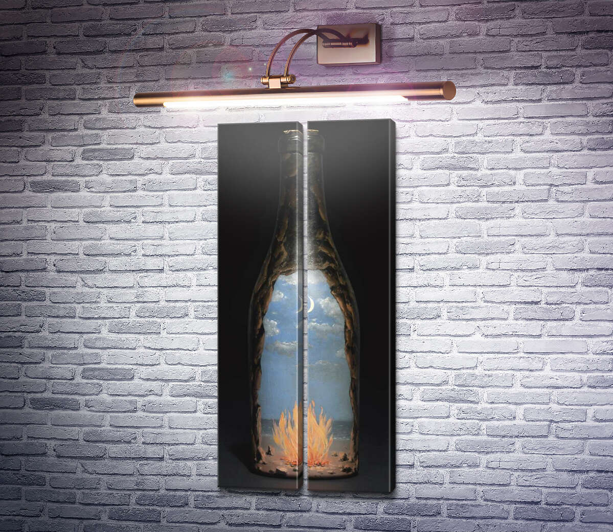 Модульна картина Пляшковий вогонь Рене Магрітт