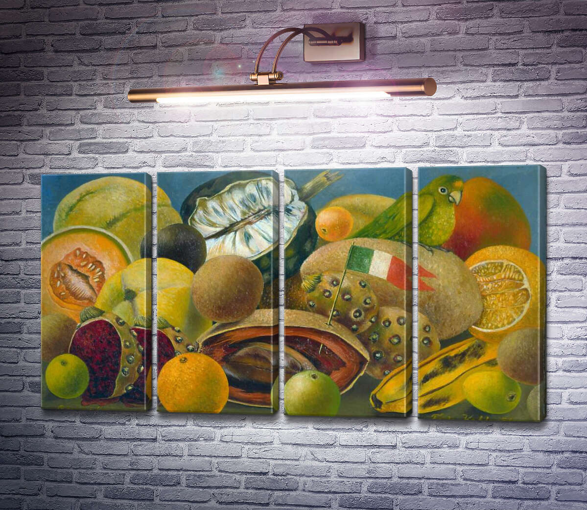 Модульна картина Натюрморт з папугою і прапором (Модуль №24) Фріда Кало