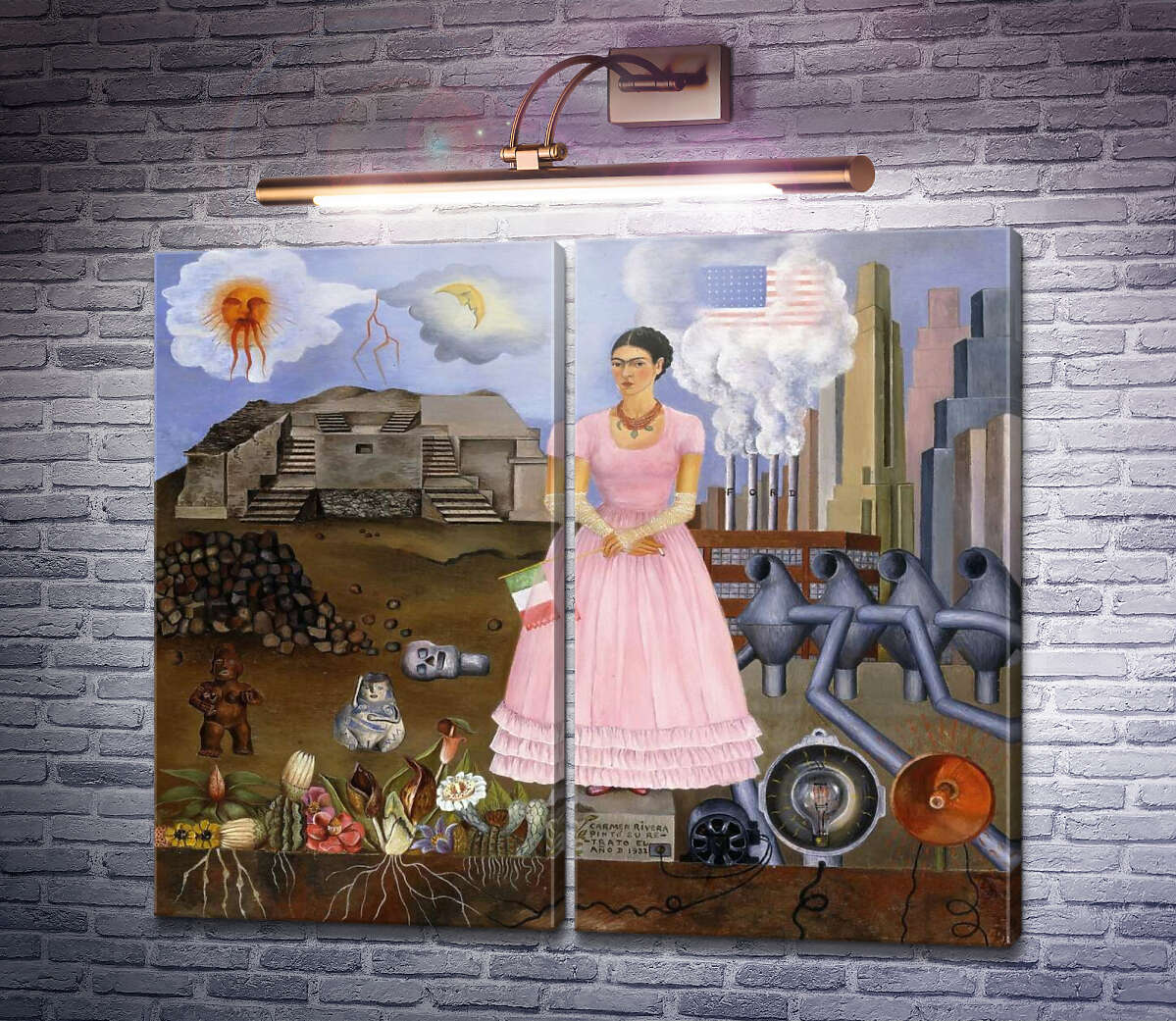Модульна картина Автопортрет на кордоні Мексики і США Фріда Кало