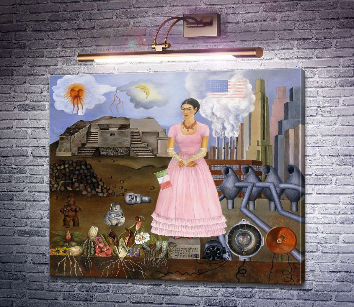 Картина Автопортрет на кордоні Мексики і США Фріда Кало