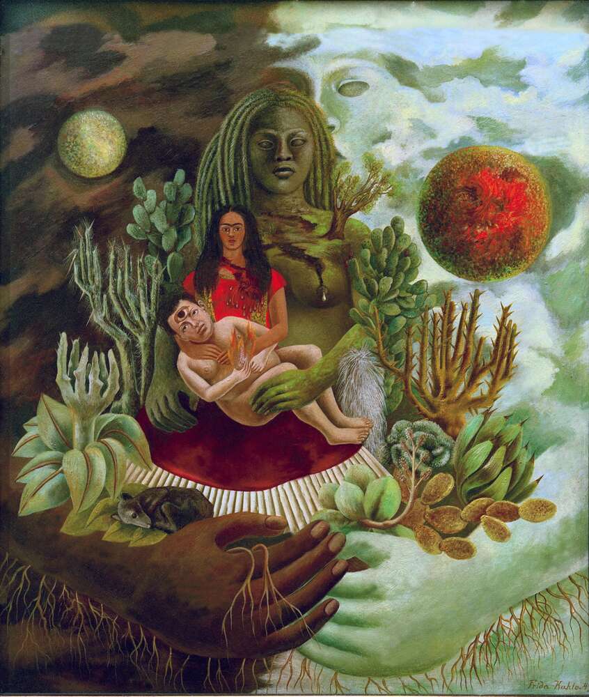 репродукція картина-постер  Дружні обійми Всесвіту, землі (Мексики). Я, Дієго і Сеньйор Холотль Фріда Кало