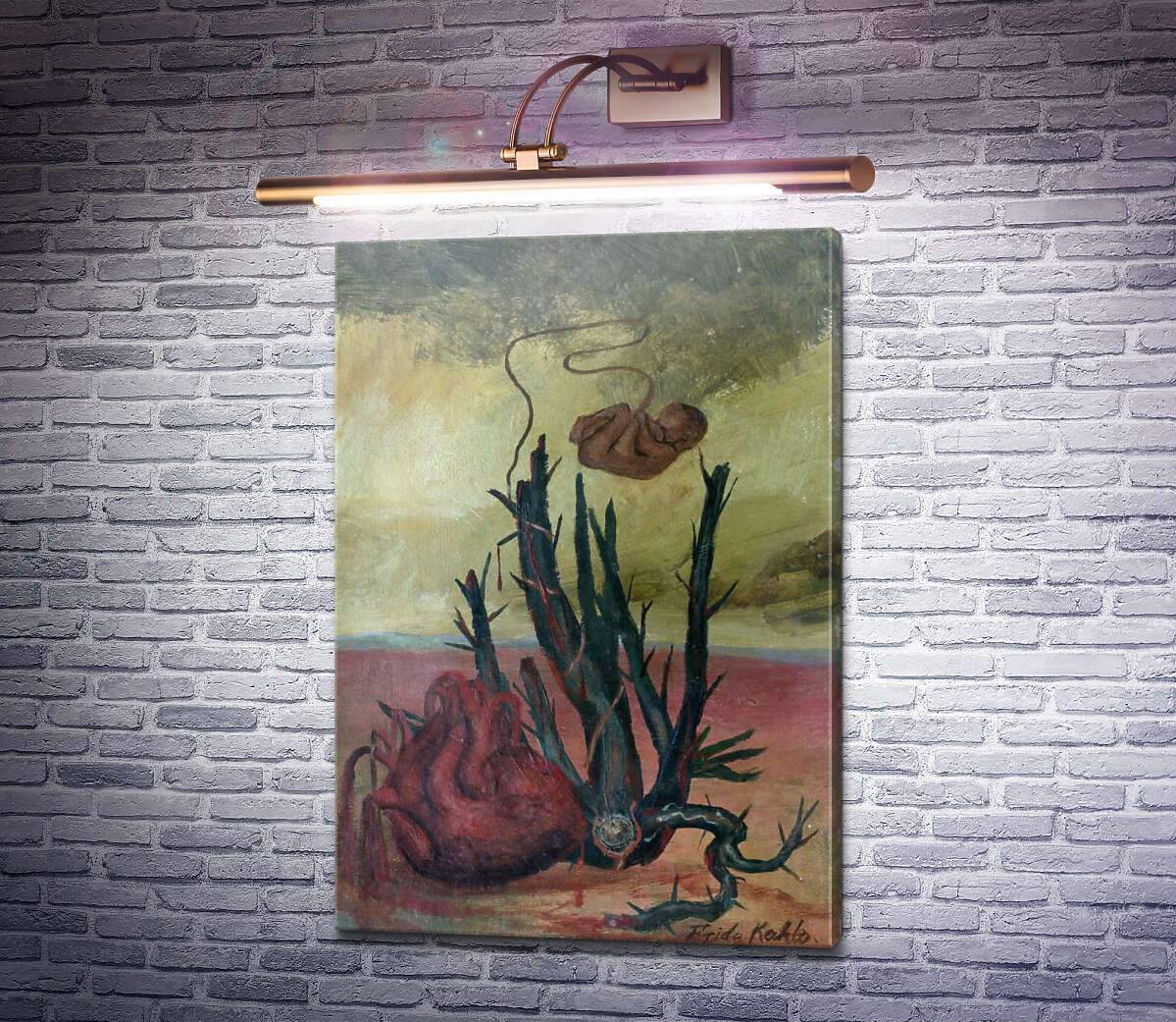 Картина Серце, кактус і ембріон Фріда Кало