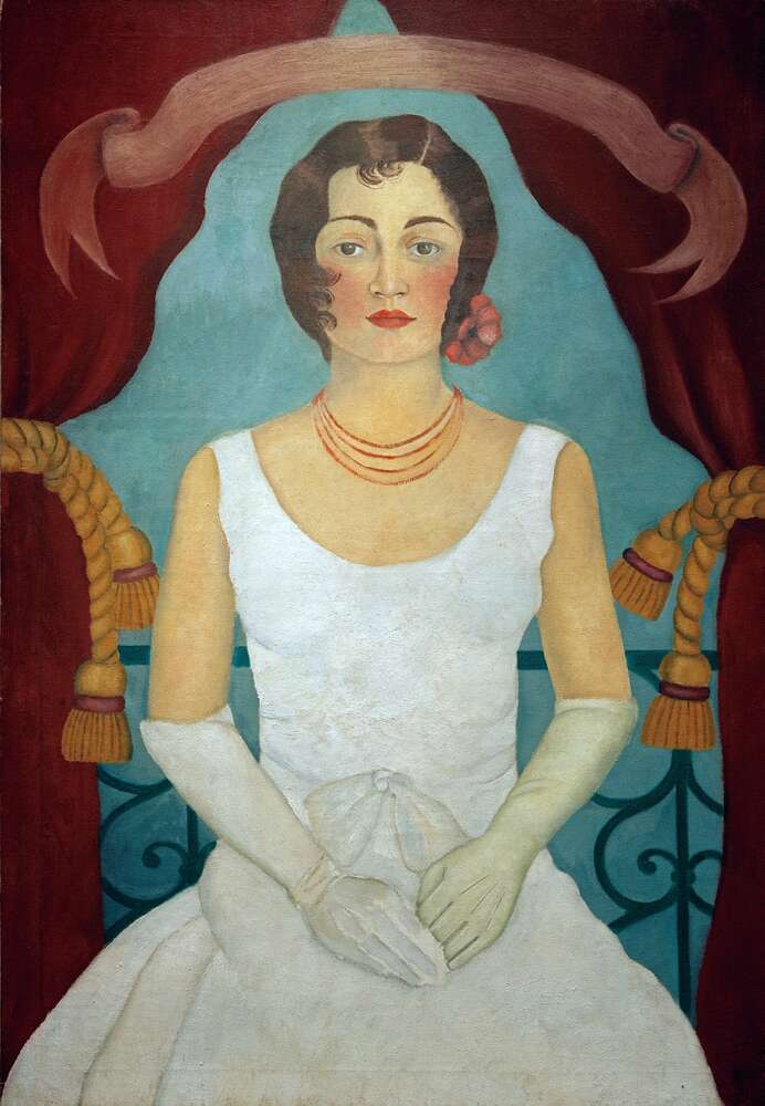 репродукция картина-постер  Портрет сеньоры в белом платье Фрида Кало