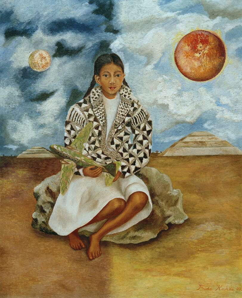 репродукция картина-постер  Луча Мария, девочка из Теуакана (Солнце и луна) Фрида Кало